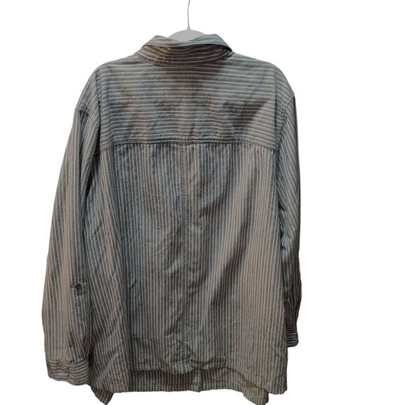 Liz & Me Womens Button Up Multi-Color Size 26/28 100% Cotton Striped Long Sleeve - Picture 2 of 12
